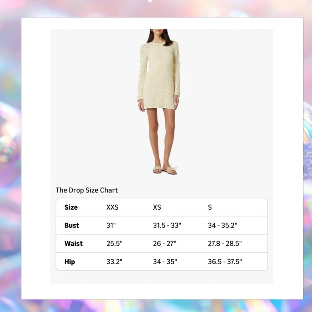 The Drop Women's Laney Crochet Micro Cream Mini Dress Size M NWT - Picture 4 of 6